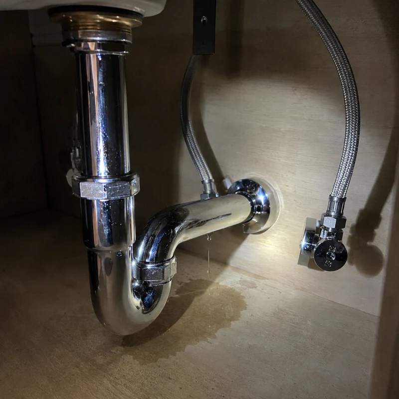 Leaking sink P-trap